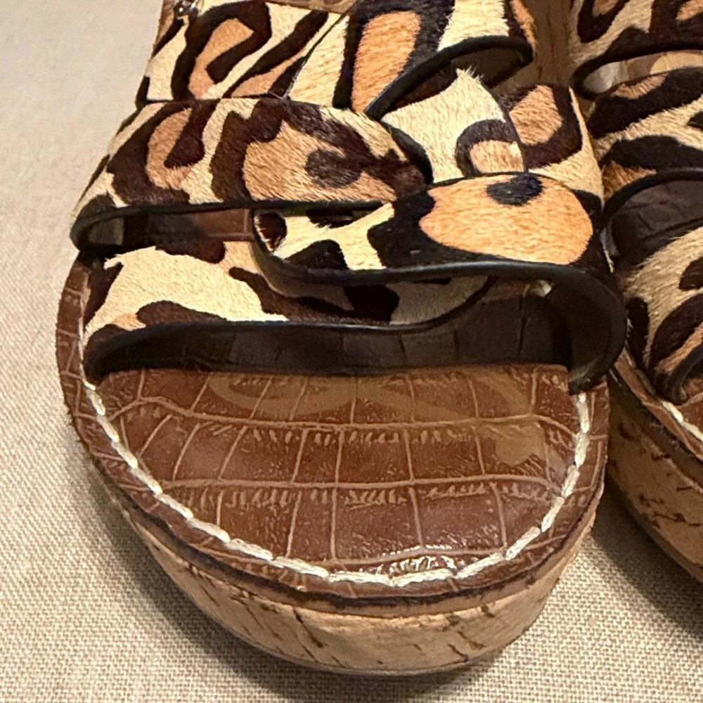 Sam Edelman Women’s Animal Fur Print Wedge Sandals, Size 8.5 - Picture 7 of 10